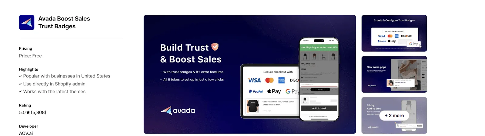 Avada Boost Sales Trust Badges